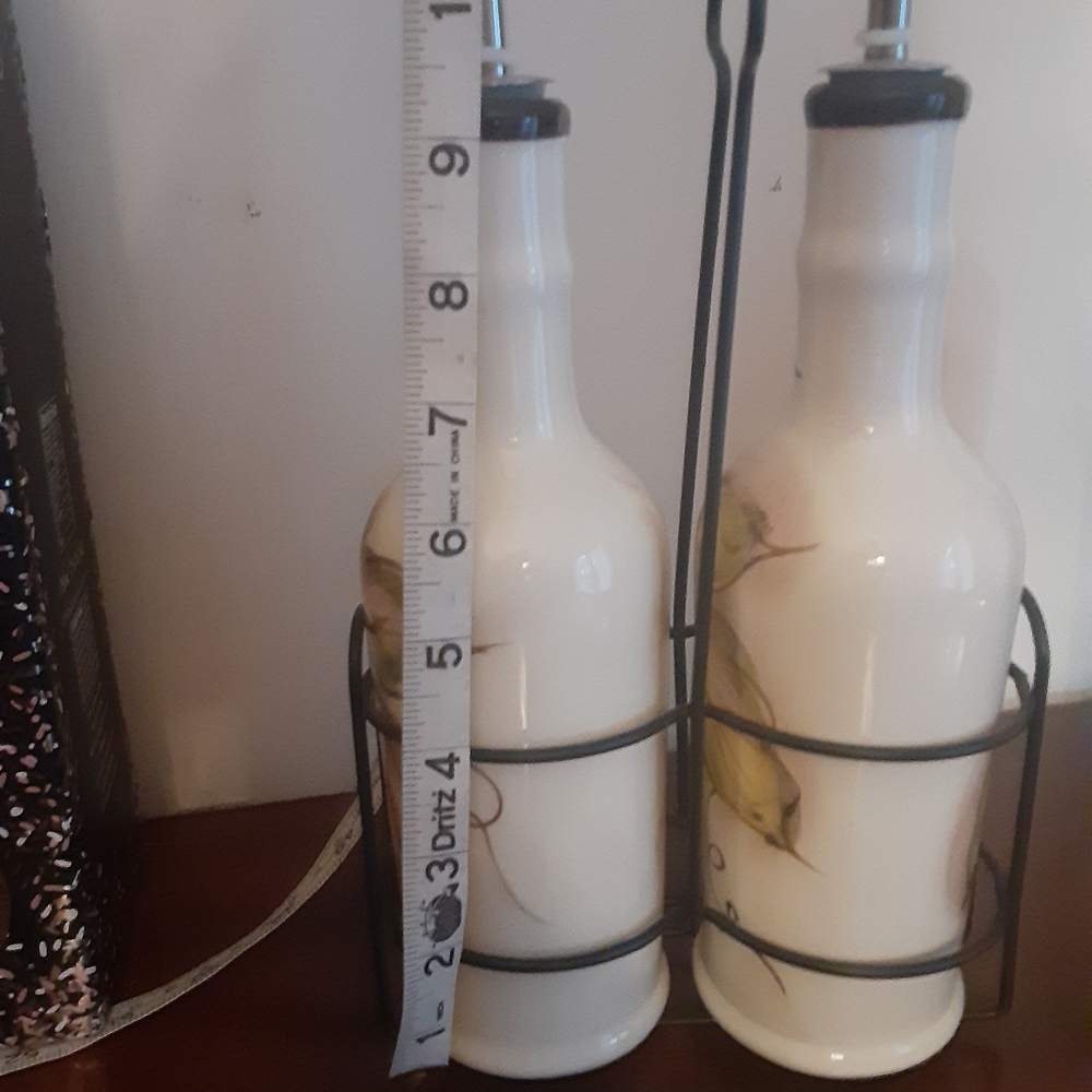 Decorative Oil and Vinegar Bottle Set with Stand - Picture 3 of 6